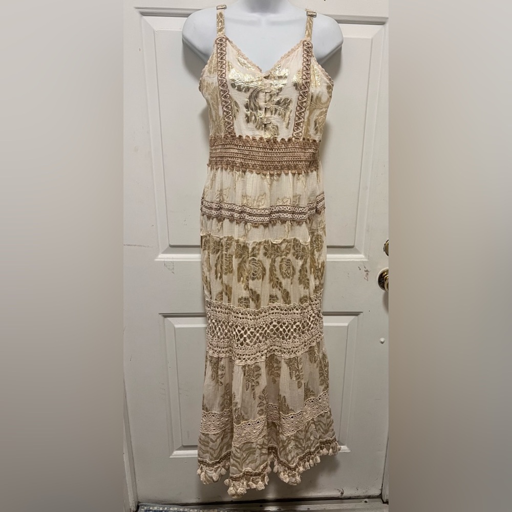 Caroline Constas Elegant Cream Maxi Dress Size S